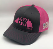 Neon Pink Trucker with Colored American Flag